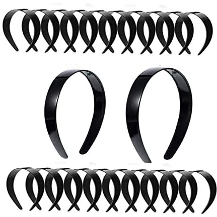 Serre Tete,20 PCS bandeaux noirs unis en plastique avec dents en plastique pour cheveux,Bandeaux Sport Unisexe Cheveux Accessoires pour Femmes et Hommes
