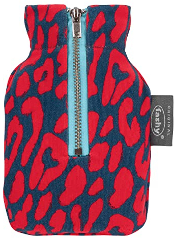 Fashy Taschenwärmer 0,6 L mit Leo-Bezug, Mini-Wärmflasche