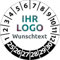 Prüfplaketten mit Logo und Wunschtext, 300 Stück, Vinylfolie, selbstklebend, Prüfetiketten/Prüfaufkleber mit Firmeneindruck (20 mm Ø)