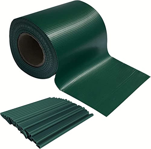 Sichtschutzstreifen Zaun 35 m x 19 cm inkl.20 Clips, PVC Sichtschutz Zaunfolie Sichtschutzstreifen Doppelstabmatten für Gartenzaun (35 m x 19 cm, Grün)