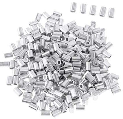 predolo 100 Stück Doppelfass Crimphülse Aluminium Crimpschlaufe Hülse Angelschnur Rohrverbinder, 1 mm