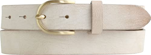 BELTINGER Damen-Gürtel aus weichem Vollrindleder Vintage-Look 3 cm | Leder-Gürtel für Damen 30mm | Schmaler Gürtel Used-Look mit goldener Gürtelschnalle | Mist 115cm