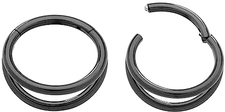 365 Sleepers (10mm) Titan 1,2 mm Doppelring Segment Nasenring Hoop Knorpelohrring Septum Clicker Ring Klappbarer Lippen Conch Daith Helix Rook Tragus Lobe Snug Piercing Schmuck