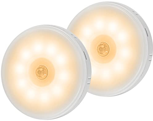 Biutee 2 Pieza Luz Nocturna Sensor Movimiento Recargable por USB, 3 Niveles de Brillo Ajustables, 0.5W Luz Led Nocturna Infantil para Pasillos, Baño, Escaleras, Dormitorios