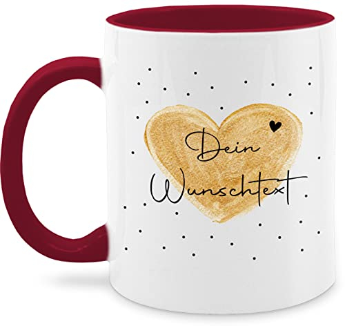Tasse Tassen 325ml - Aufdruck selbst gestalten - Dein Wunschtext I Geschenk personalisiert Weihnachten I Vatertag I Muttertag I Geburtstag - 325 ml - Bordeauxrot - kaffeetasse freundin custom mug