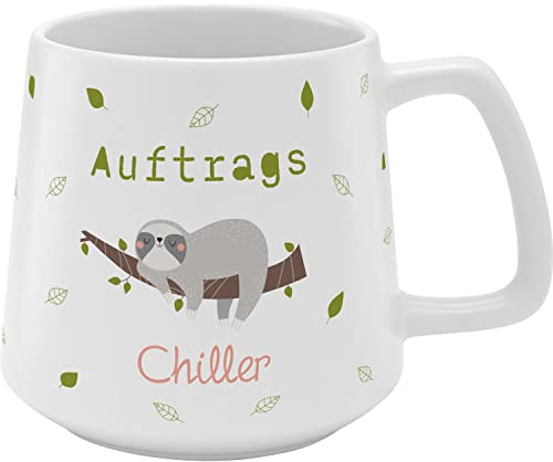 GRUSS & CO Tasse konisch Auftragschiller | Steinzeug, 43 cl, mehrfarbig | Geschenk Freunde, Faultier | 48445