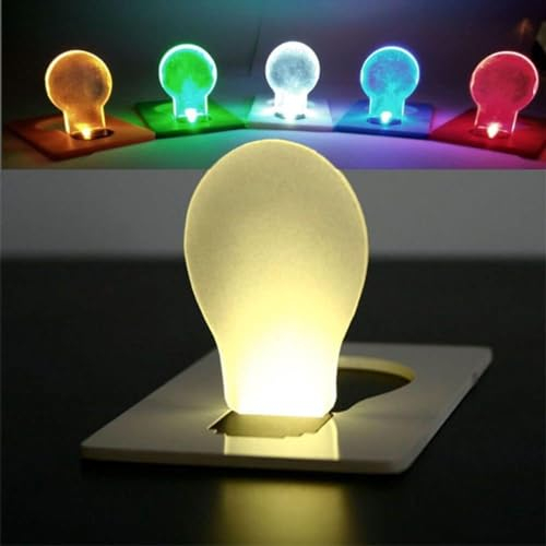 Mr. Gadget's Solutions Bombilla LED de bolsillo para tarjetas de crédito, portátil, mini lámpara de bolsillo LED plegable, tarjeta de Navidad, bombilla LED para el hogar, dormitorio, senderismo al