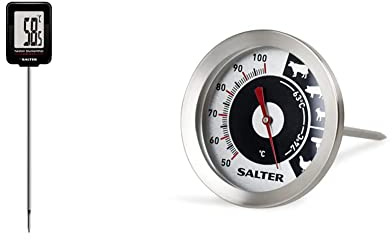 Heston Blumenthal Precision by Salter 544A HBBKCR Instant Read Meat Thermometer, BBQs, 0.1°C Precision, 200°C to -45°C, Black & 512 SSCR Analogue Meat Thermomete