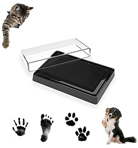 Azwood Hund & Katze Pfotenabdruck Stempelkissen, Haustier Pfoten Tintenkissen Sicher Haustierfreundlich Stempelkissen für Welpen Kätzchen Erinnerung Andenken - ohne Chaos (Schwarz Tinte)