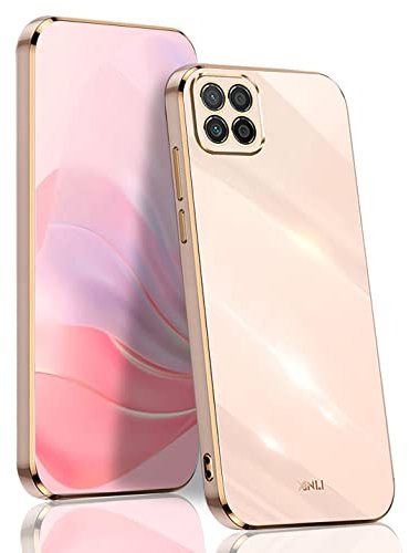BORYA Coque pour Honor X6/Honor X8 5G/Honor 70 Lite, Antichoc Très Mince Premium Souple Silicone TPU Bumper Housse, Élégant Bord Or électrolytique Luxe léger Anti-Chute Étui, Rose