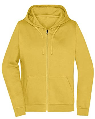 James & Nicholson Damen Basic Kapuzen-Sweatjacke - Leicht taillierte Sweatjacke mit Kapuze | Farbe: yellow | Grösse: XL