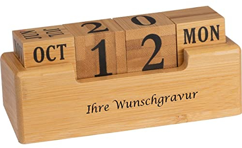 Schreibtischkalender aus Bambus mit Gravur