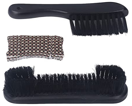 Billard-Billardtisch- und Schienen-Bürsten-Set, Reinigung Dirt Queue Tuch-Reiniger Billardtisch-Bürsten-Set Holzgriff Milde Textur Praktisch für Zuhause (Schwarz)