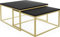 WFL GROUP Rechteckige Quadratische Satztische Couchtische mit Gold Gestell - Loft Style Couchtische Metallbeine - 2 in 1 - Zwei Industrielle Getrennte Tische für Wohnzimmer - Schwarz
