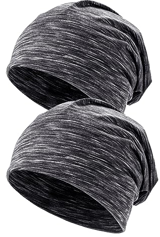 Kiiwah 2 Stück Beanie Mütze für Herren und Damen Streifen Slouch Unisex Stricken Beanie für den Frühling, Herbst und Winter(Schwarz)