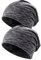 Kiiwah 2 Stück Beanie Mütze für Herren und Damen Streifen Slouch Unisex Stricken Beanie für den Frühling, Herbst und Winter(Schwarz)