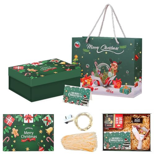 Geschenkboxen Weihnachten,Wiederverwendbare Dekorative Box,Faltbare Geschenkbox,Geschenkbox Mit Deckel,Geschenkverpackung Box,Weihnachtsgeschenkbox (Grün)