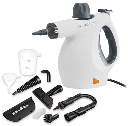 Comforday Handheld Steam Cleaner Multi-Purpose with 9-Piece Accessories, Pressurize and Portable Perfect for Stain Removal, Curtains, Car Seats, Floor, Windows, Bathroom cleaner floor (Gray)