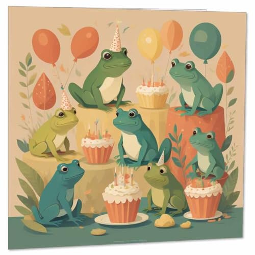 Purple Fox Geburtstagskarte Frosch – Frosch-Geburtstagsparty, 145 x 145 mm