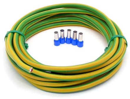 Event-Kabel&more-Set Erdungskabel 16mm² - Grün/Gelb - H07V-K - Erdungsleitung Aderleitung feindrähtig flexibel (5-100m) inkl. 5 Aderendhülsen (100 Meter)