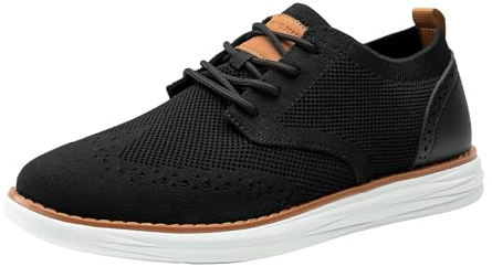 Bruno Marc Herren Anzugschuhe KnitFlex Craft Atmungsaktiv Gestrickter Stoff Schnürhalbschuhe Sommer Casual lässige Moderne Klassische Schuhe,Size 46,Schwarz 06,SBOX2406M