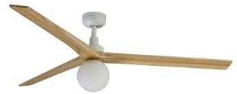 Faro Klim Large White, Light Oak Wood Ceiling Fan DC E27 Smart 6 Speed