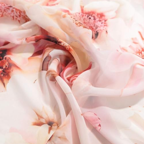 TOLKO Chiffon Stoff Meterware für Rock Bluse Tücher | Halb transparent knitterarm weich fallend | leicht wie Tüll Voile | Dekostoff für Gardine Vorhang Sichtschutz Stoffe zum Nähen Meterware (Blume)