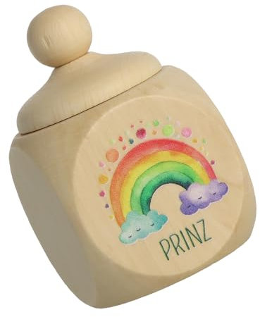 Spruchreif | Milchzahndose aus Holz mit Deckel und UV-Druck | Zahndose für Milchzähne | kleines Geschenk | Zahnfee | Prinz | Regenbogen