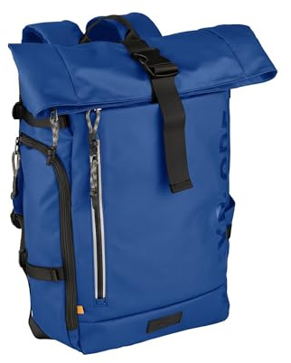 camel active Herren Explore Rolltop Rucksack aus recyceltem Nylon Blau, Menswear-L