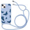 Xylota Handykette Handyhülle für iPhone XR 6,1 Hülle mit Band, Einstellbar zum Umhängen Kordel Aesthetic Case mit Muster Schmetterling, Weich TPU Bumper Silikon Stoßfest Schutzhülle Cover, Blau