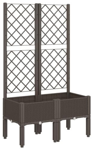 vidaXL Fioriera da Giardino con Traliccio Marrone 80x40x142 cm in PP