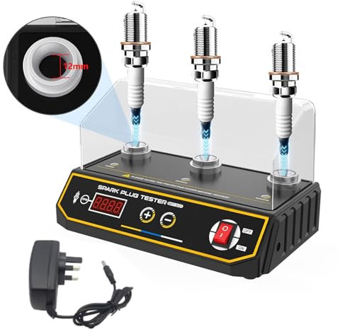Car Spark Plug Tester, 220V Automotive Engine Ignition Plug Analyzer 200-9000rpm ignition testers with Protective Cover with three Holes 12MM Spark Plug Socket