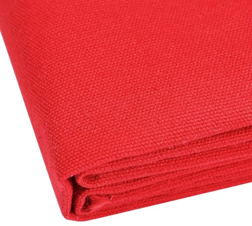 Tela de lona de algodón de 59 x 78 pulgadas, tela de lona gruesa, 10 onzas, adecuada para pintar, coser, bolsos, manualidades, bordado, decoración del hogar hecha a mano (rojo)