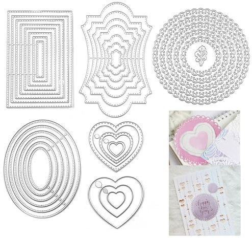 Daily Treasures 5 Sets Stanzformen für Kartenherstellung, 33 Stück Edelstahl-Metall-Schablonen für Bastelarbeiten, Scrapbooking, Kunst und Muttertag