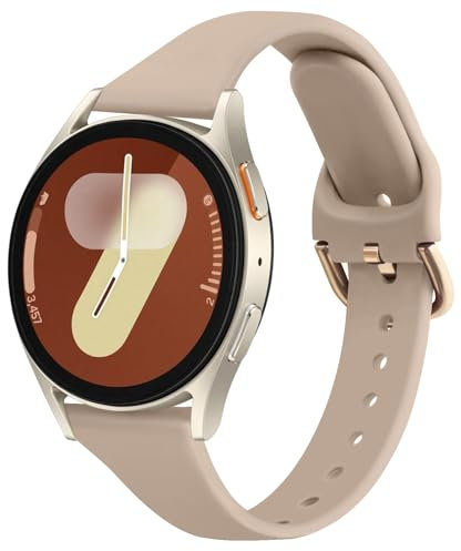 Slim Strap for Samsung Galaxy Watch 7/6/5/4 40mm 44mm, 20mm Adjustable Silicone Replacement Sport Band for Active 2/Watch 3 (Milktea) - for Women and Men