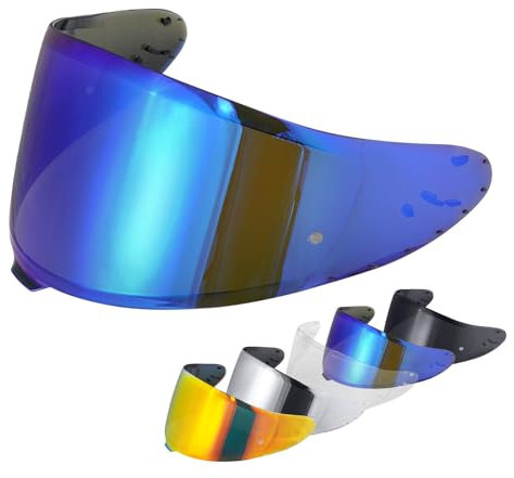 Helmvisier für Z8 NXR2 RF1400 RF-1400 CWR-F2 CWR-F2R X15 X-Fifteen X-SPR Pro,Motorradhelm Visier,Motorrad Windschutz Helm Objektiv Visier (Chrom Blau)