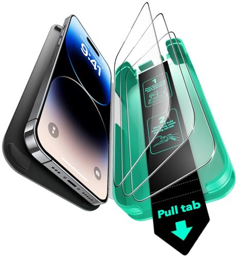 ESR für iPhone 14 Pro Max für Panzerglas, Armorite Displayschutzfolie gehärtetem Glas 3 Stück, blasen staubfrei, gehärtetes Glas militärnorm Schutz, langlebig praktischem Befestigungswerkzeug