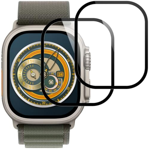 Beukei Protector de Pantalla Compatible con Apple Watch Ultra/Ultra 2 49mm, 2 Piezas Pantalla Movil[Antihuellas][Dureza 9H][Sin Burbujas] Cristal Protector