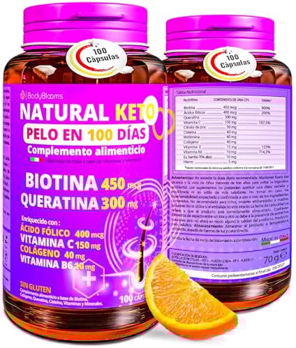 Biotina para el cabello NaturalKeto® | anticaida cabello mujer y hombre con 12 vitaminas para el cabello | caida del cabello mujer| biotina cabello piel y uñas|crecimiento cabello mujer|vitaminas pelo