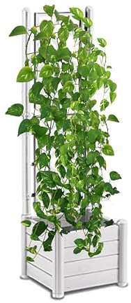 NG NICCOLAI FIORIERA DA ESTERNO IN PLASTICA CON SPALLIERA RETTANGOLARE O QUADRATA VARI COLORI - MADE IN ITALY (BIANCA, QUADRATA (43X43X142(H) CM))