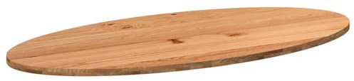 vidaXL Tischplatte Hellbraun 220x100x4 cm Massivholz Eiche Oval, Esstischplatte, Schreibtischplatte, Bartischplatte, Esszimmertischplatte