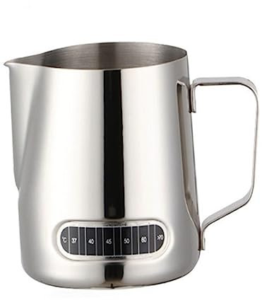 GRADENEVE Edelstahl Aufschäumkrug 600 Ml Mit Temperaturanzeige Ideal Für Latte Art Und Cappuccino Glänzendes Milchkanne Für Und Kaffeeliebhaber Und Langlebig