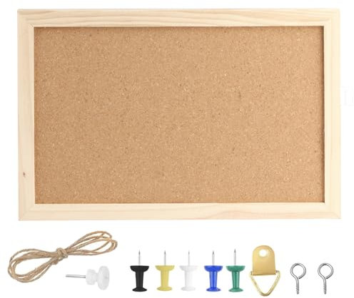 Pinnwand Kork 40x30 cm,Pinnwand Kork Klein,korkwand pinnwand,Korktafel mit Holzrahmen, Cork Boards für Küche, Büro, Schule