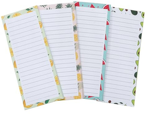 BCENG 4 Stück Magnetische NotizblöCke 60 BläTter/Stück Einkaufsliste Magnetisch Einkaufslisten Mit MagnetrüCkseite KüHlschrank To Do Listen Blockobst Design Notizblock Magnetisch