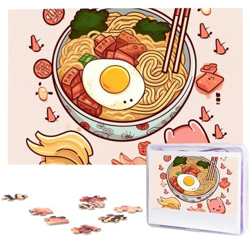 Leckere süße Ramen Puzzles 1000 Teile, Puzzle aus Fotos, herausforderndes Puzzle für Erwachsene, personalisierte Holzpuzzle-Geschenke für Familie, Hochzeit, Geburtstag, 74,9 x 50 cm