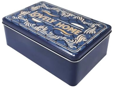 Scatola Contenitore in Latta per Cucina Casa Dispensa Colore Blu Lovely Home 2l 20x13x7cm