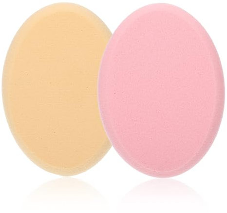 2 Pack Oval Puff, Beauty Egg Air Cushion Sponge Professional Make Up Sponges Beauty Foundation Blender Sponge for Foundation Blush Application Forehead Cheeks, Dry and Wet (Yellow and Pink)