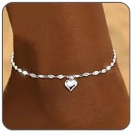 CharmBurst Bracelet de Cheville Argent pour Femmes avec Pendentif cœur, Bracelet de Cheville à Deux Couches en Acier Inoxydable, Bijou de Cheville élégant et Solide, Bijou argenté pour la Cheville