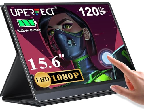 UPERFECT Écran Tactile Portable 15,6 Pouces 120Hz Moniteur avec 10800 mAh Batterie en Métal, 1080P FHD IPS de Jeu Eye Care avec Mini HDMI/USB-C