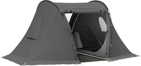 Outsunny 3 Man Camping Tent Living Area 2 Bedrooms Family | 3000mm Waterproof, Bag, Sewn-In Groundsheet, Portable Dome Shelter, Backpacking Hiking Festival